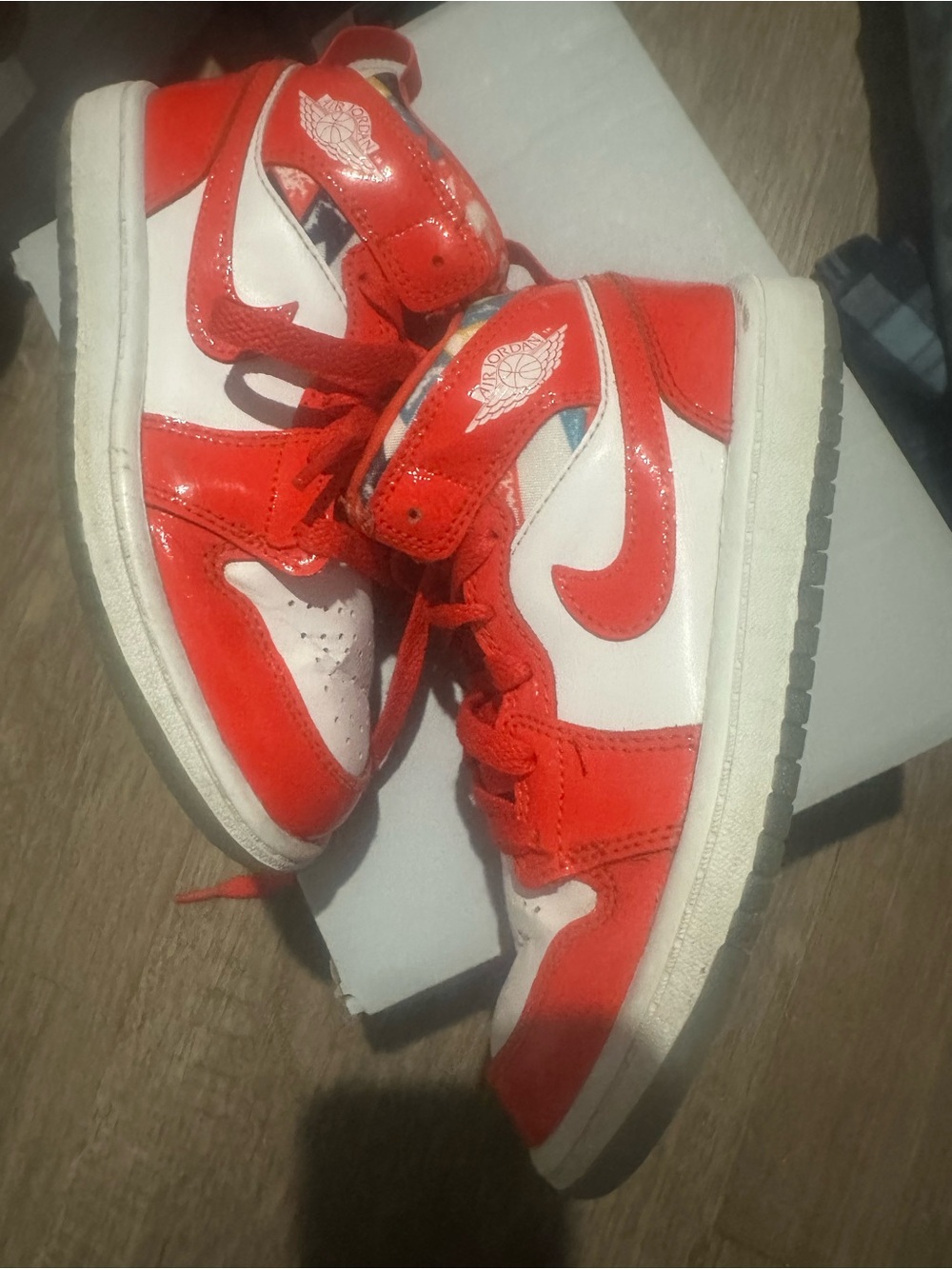 Nike Jordans Kids Red and White High-Top Sneakers sz 13